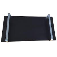 Bandeja Decorativa Preta Com Borda Infinita Alça Prata - 6