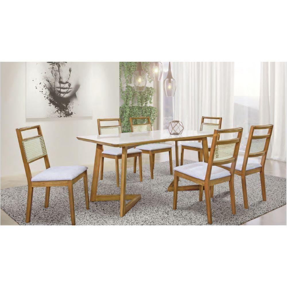 Conjunto Sala De Jantar Luna Off White 2 M Com 6 Cadeiras Em Madeira - 2