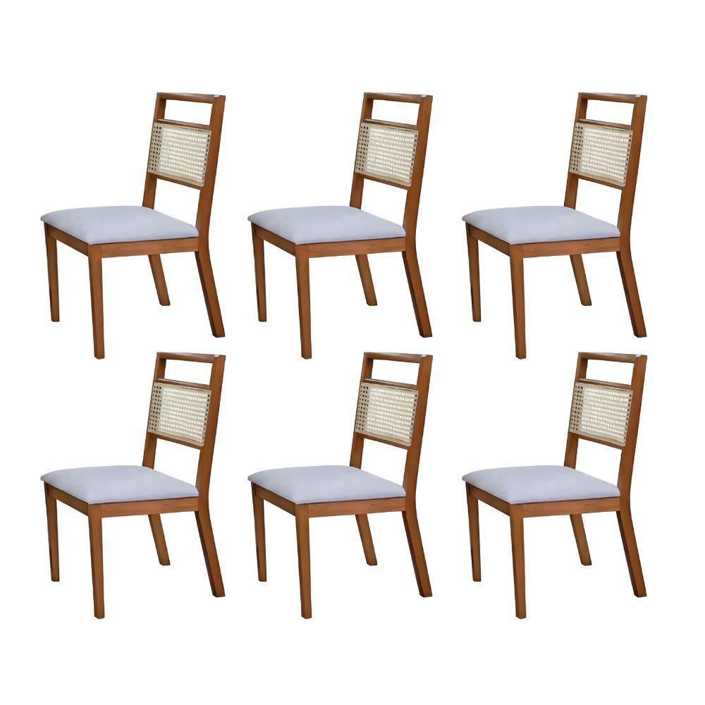 Conjunto Sala De Jantar Luna Off White 2 M Com 6 Cadeiras Em Madeira - 10