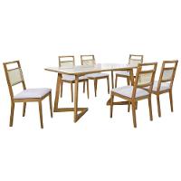 Conjunto Sala De Jantar Luna Off White 2 M Com 6 Cadeiras Em Madeira - 1