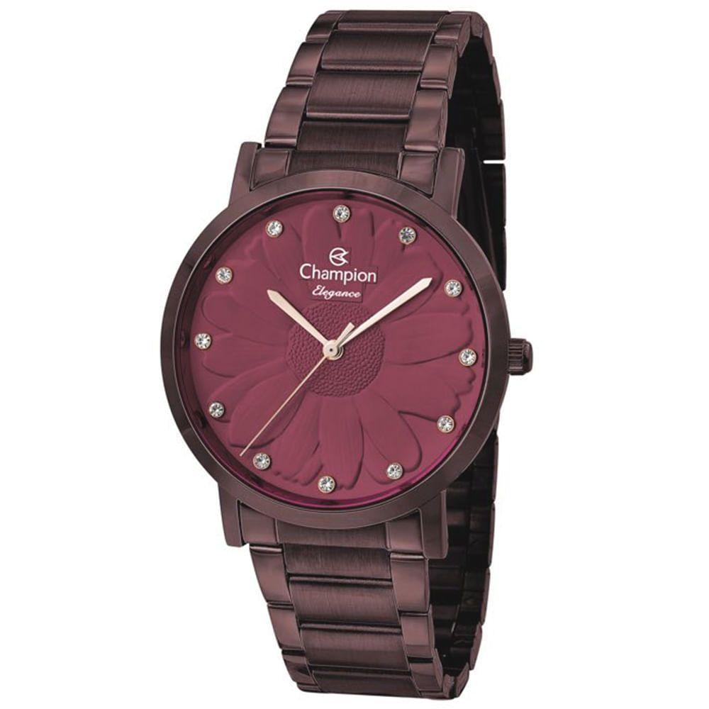 Relógio Champion Feminino Flor Marrom Cn25878v - 1