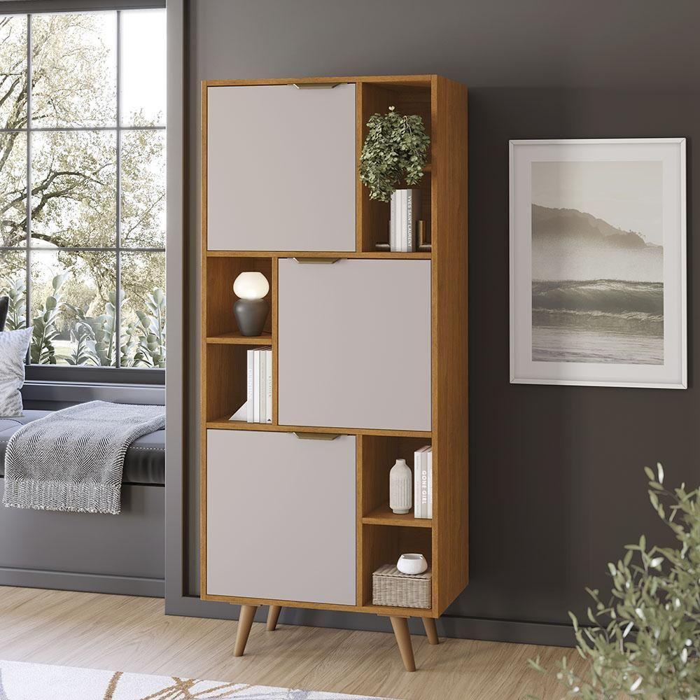 Estante Livreiro Office Aliança Com 3 Portas 5 Nichos Jcm Cinamomo Off White - 2