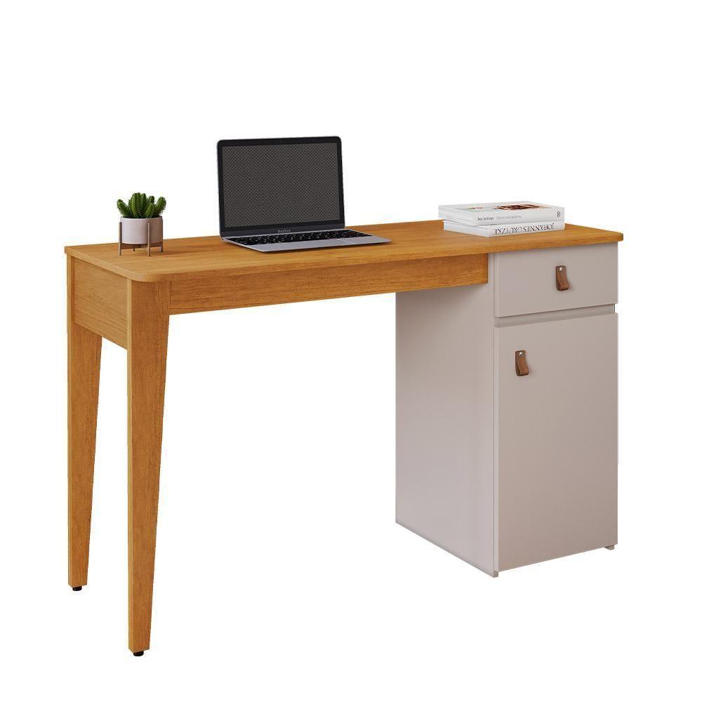 Mesa Escrivaninha Helô Com 1 Porta 1 Gaveta Jcm Cinamono Off White - 1