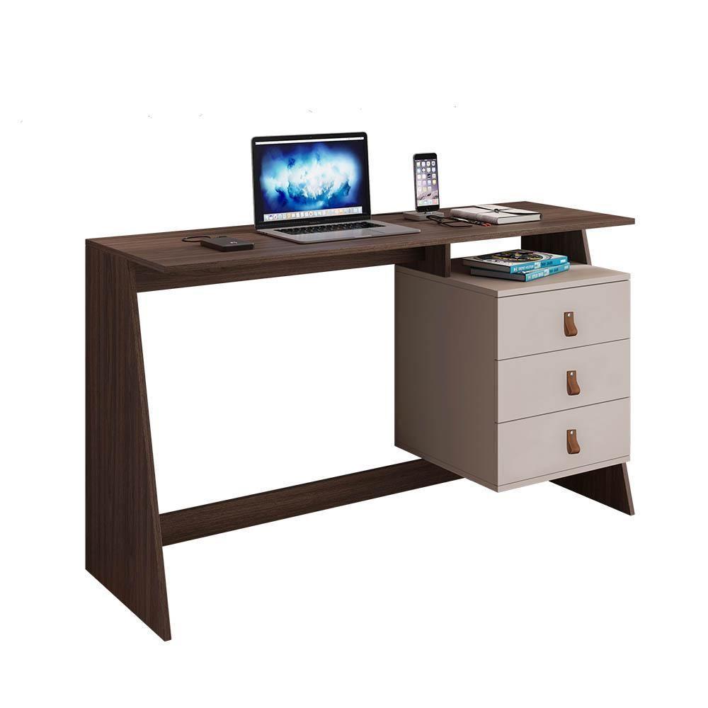 Mesa Escrivaninha Gaby Com 3 Gavetas Jcm Café Off White - 1