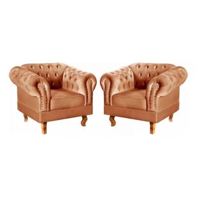 Kit 2 Poltronas Chesterfield Dom Pedro Vintage Retrô Capitonê Veludo Terracota