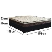 Cama Box Queen Bipartido Suede + Colchão Elegance Ortopédico Espuma D33 Extra Firme 158x198x63 Preto