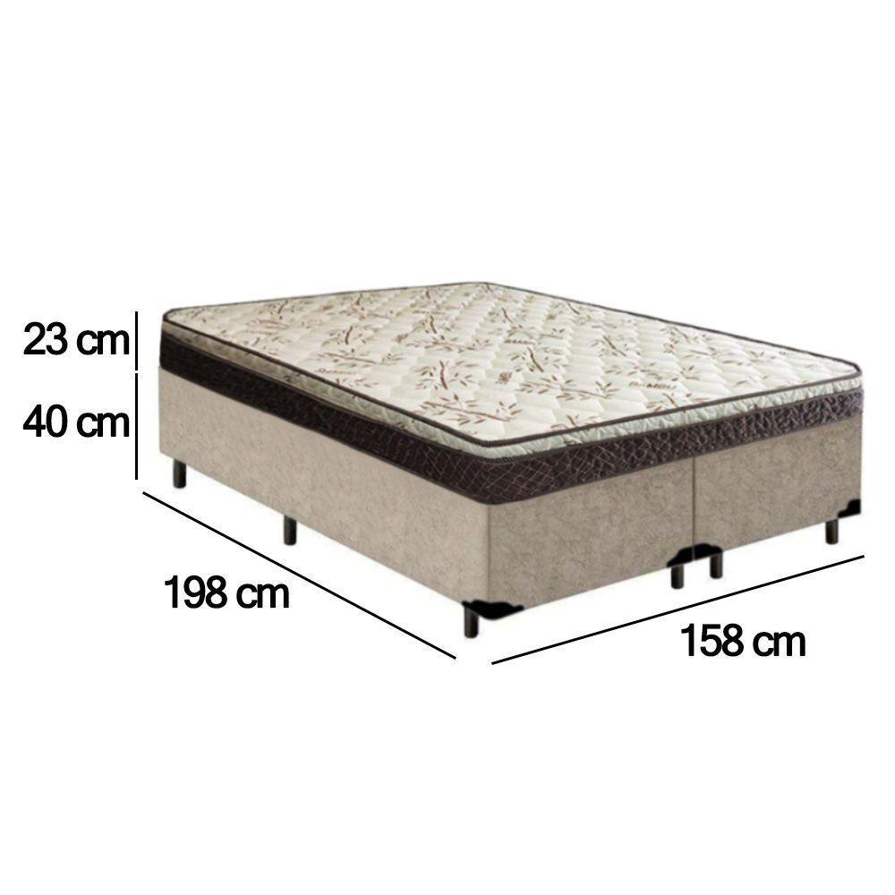 Cama Box Queen Bipartido Suede + Colchão Elegance Ortopédico Espuma D33 Extra Firme 158x198x63 Bege - 4