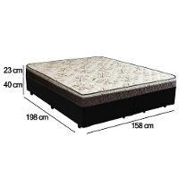 Cama Box Queen Bipartido Sintético + Colchão Elegance Ortopédico Espuma D33 Extra Firme 158x198x63 Preto