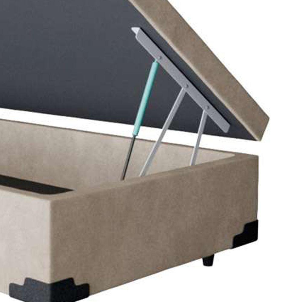 Cama Box Baú Blindado Solteirão King Design Suede Bege 96x203x41 - 3