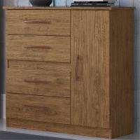 Cômoda 4 Gavetas 1 Porta Luíza Multimóveis Cr4157 Nogueira - 1
