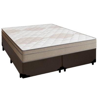 Cama Box Casal Bipartido Sintético + Colchão De Molas Ensacadas Portobel Ipanema - 138x188x65cm Marrom