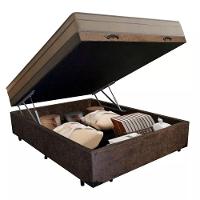 Cama Box Baú Casal Suede + Colchão De Molas Ensacadas Portobel Ipanema - 138x188x66cm Marrom - 7