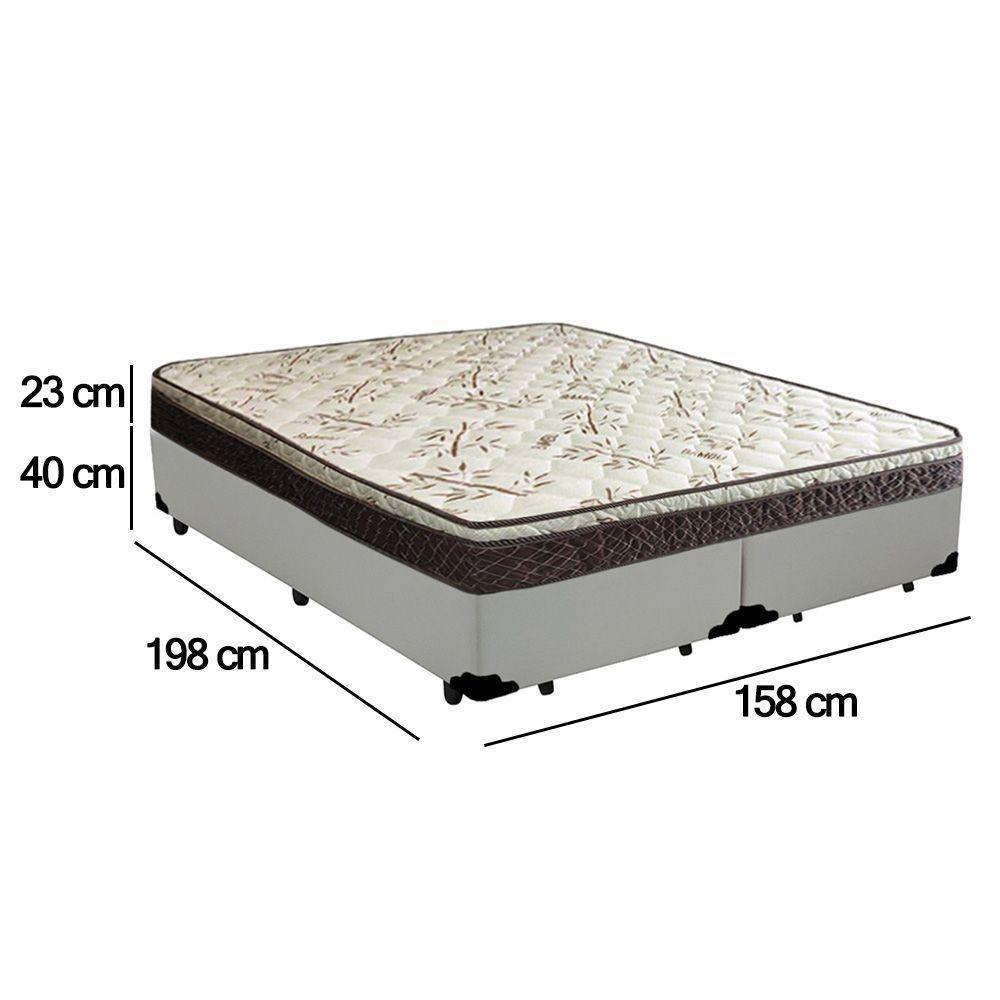 Cama Box Queen Bipartido Sintético + Colchão Elegance Ortopédico Espuma D33 Extra Firme 158x198x63 Branco - 4