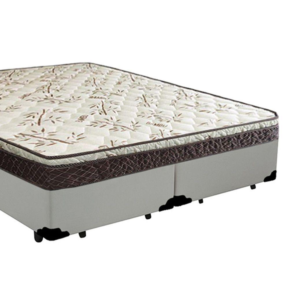 Cama Box Queen Bipartido Sintético + Colchão Elegance Ortopédico Espuma D33 Extra Firme 158x198x63 Branco - 5