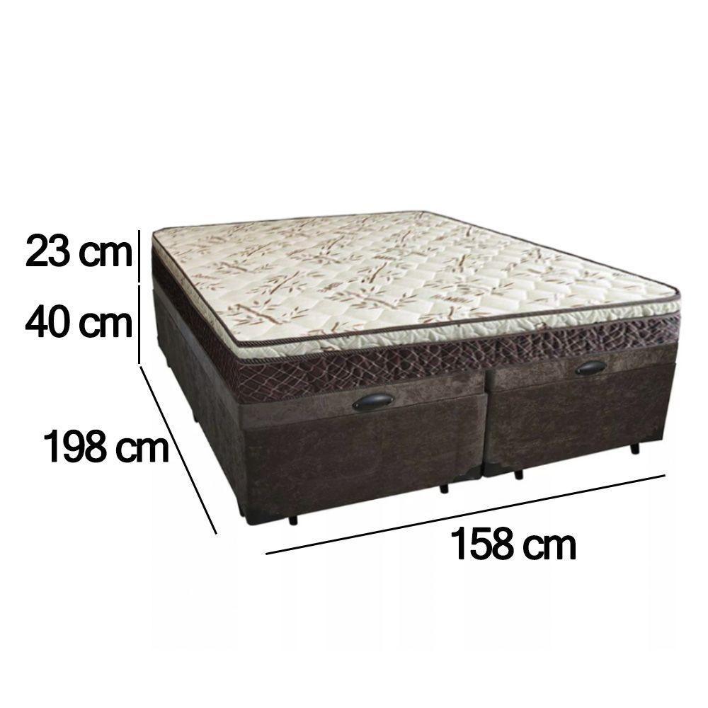 Cama Box Baú Queen Suede Bipartido + Colchão Elegance Ortopédico Espuma D33 Extra Firme 158x198x63 Marrom - 4