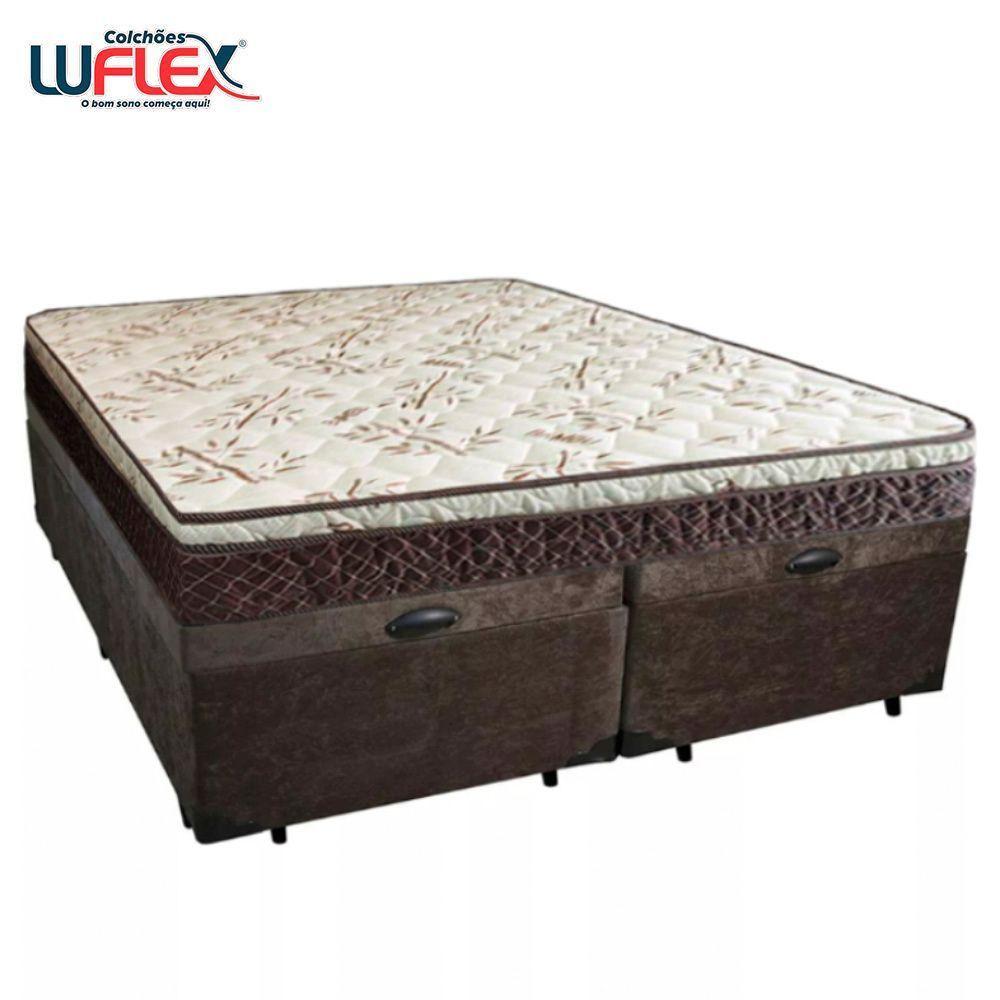 Cama Box Baú Queen Suede Bipartido + Colchão Elegance Ortopédico Espuma D33 Extra Firme 158x198x63 Marrom - 6