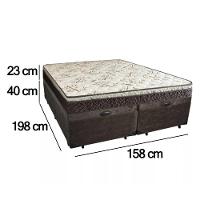 Cama Box Baú Queen Suede Bipartido + Colchão Elegance Ortopédico Espuma D33 Extra Firme 158x198x63 Marrom