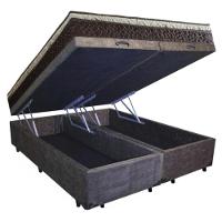 Cama Box Baú Queen Suede Bipartido + Colchão Elegance Ortopédico Espuma D33 Extra Firme 158x198x63 Marrom - 5
