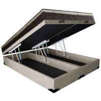 Cama Box Baú Queen Suede Bipartido + Colchão Elegance Ortopédico Espuma D33 Extra Firme 158x198x63 Bege - 5