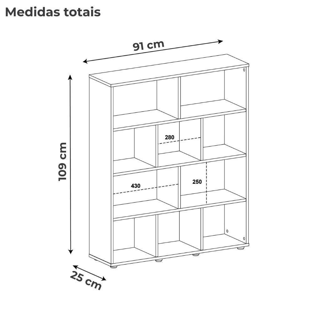 Mesa Escrivaninha 1 Gaveta E Estante 10 Nichos Branco Arly Branco - 3