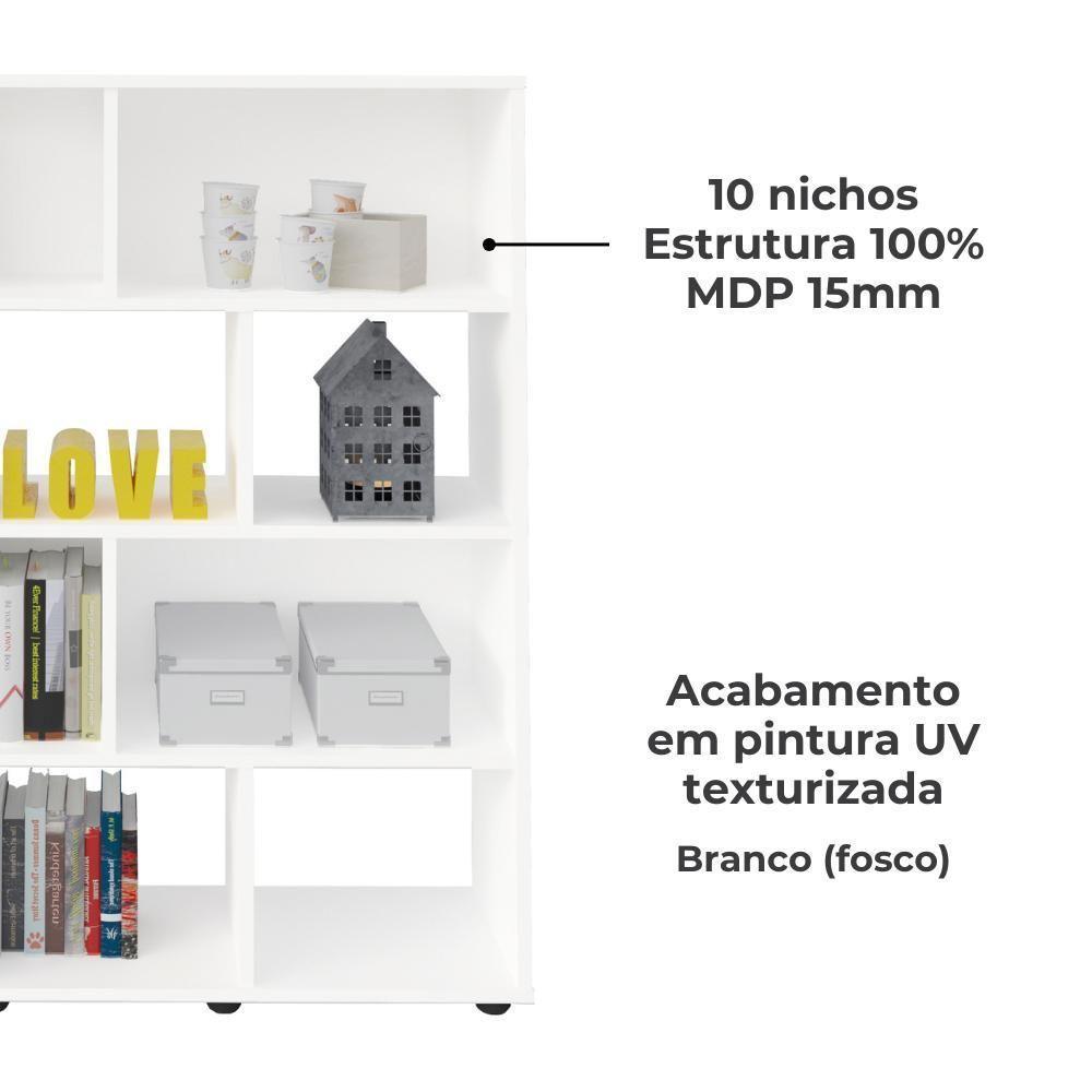 Mesa Escrivaninha 1 Gaveta E Estante 10 Nichos Branco Arly Branco - 4