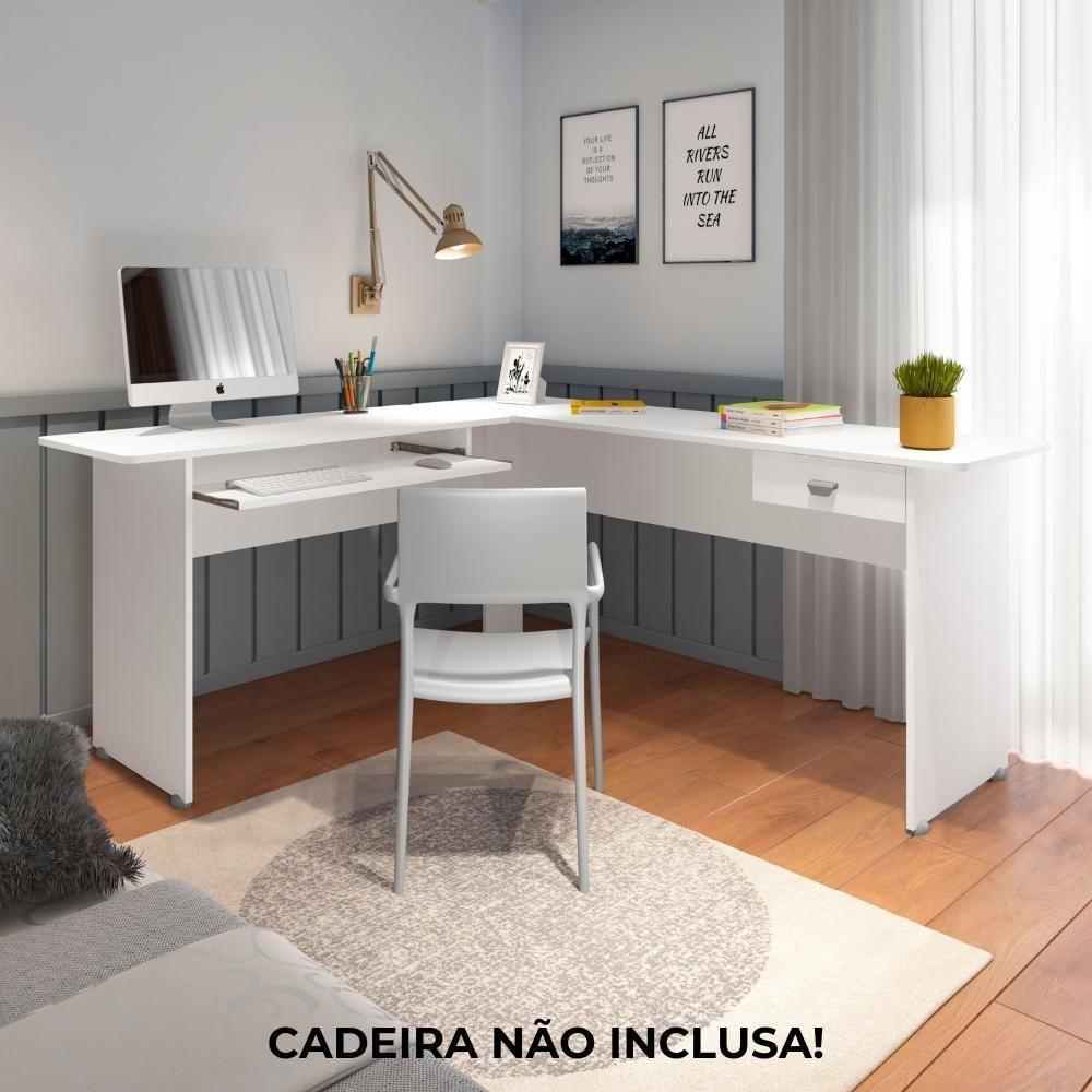 Mesa Escrivaninha 1 Gaveta E Estante 10 Nichos Branco Arly Branco - 8