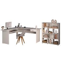 Mesa Escrivaninha 1 Gaveta E Estante 10 Nichos Branco Arly Branco - 1