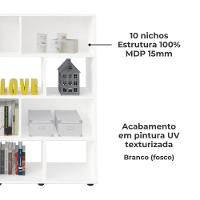 Mesa Escrivaninha 1 Gaveta E Estante 10 Nichos Branco Arly Branco
