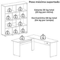 Mesa Escrivaninha 1 Gaveta E Estante 10 Nichos Branco Arly Branco - 6