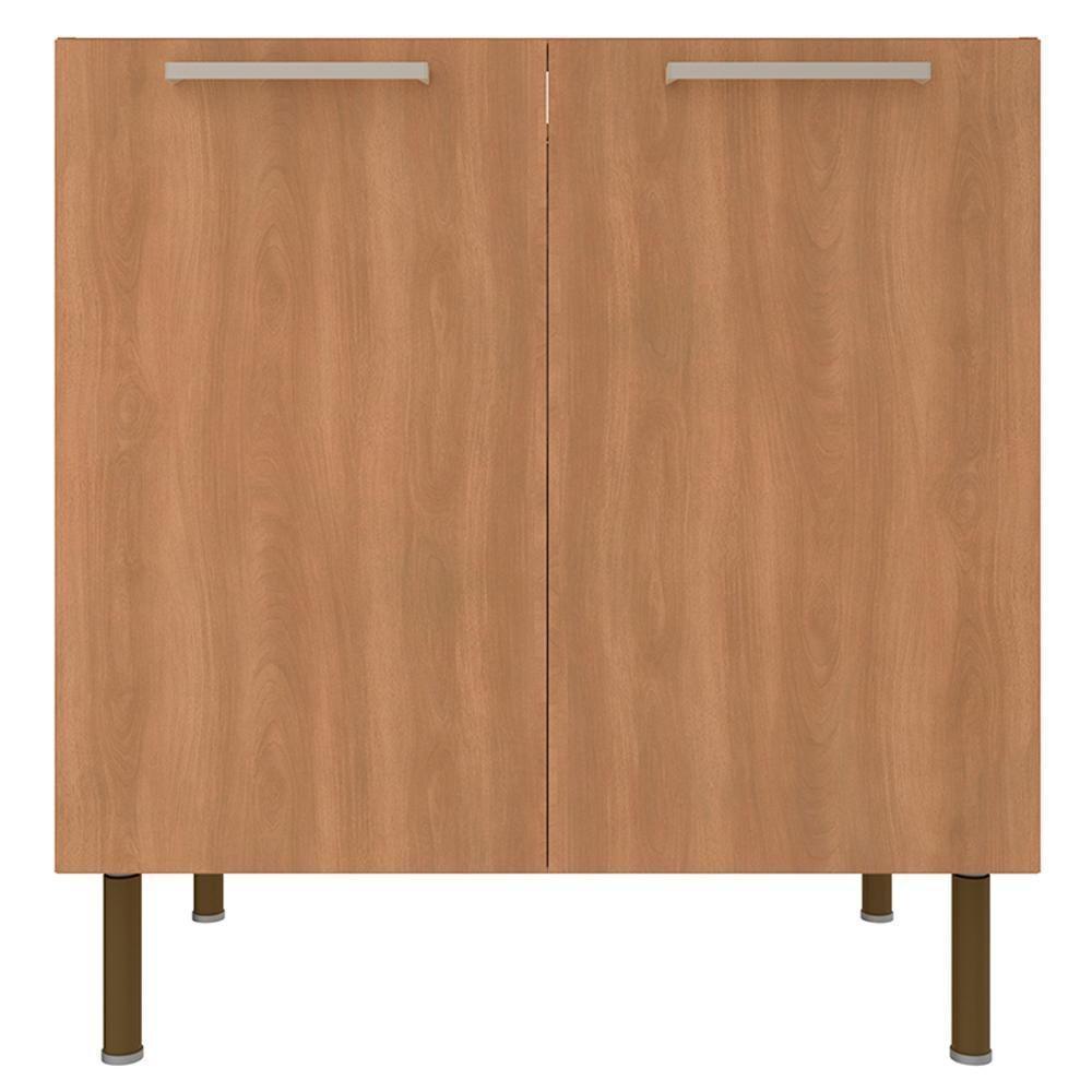 Balcão Com Tampo 80 Cm 2p Mdp Marmore Branco Freijo Tecno Mobili Marmore Branco Freijo - 6