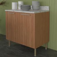 Balcão Com Tampo 80 Cm 2p Mdp Marmore Branco Freijo Tecno Mobili Marmore Branco Freijo - 2