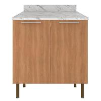 Balcão Com Tampo 80 Cm 2p Mdp Marmore Branco Freijo Tecno Mobili Marmore Branco Freijo - 5