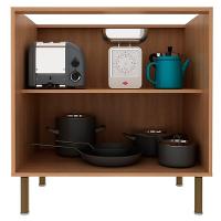 Balcão Com Tampo 80 Cm 2p Mdp Marmore Branco Freijo Tecno Mobili Marmore Branco Freijo - 7