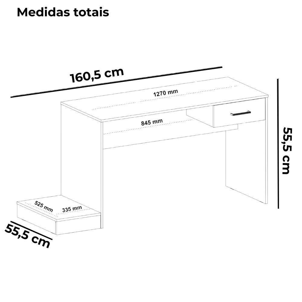 Mesa Escrivaninha Gamer 1 Gaveta 160 Cm Preto Azul Arly Preto Azul - 3