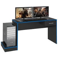 Mesa Escrivaninha Gamer 1 Gaveta 160 Cm Preto Azul Arly Preto Azul - 1