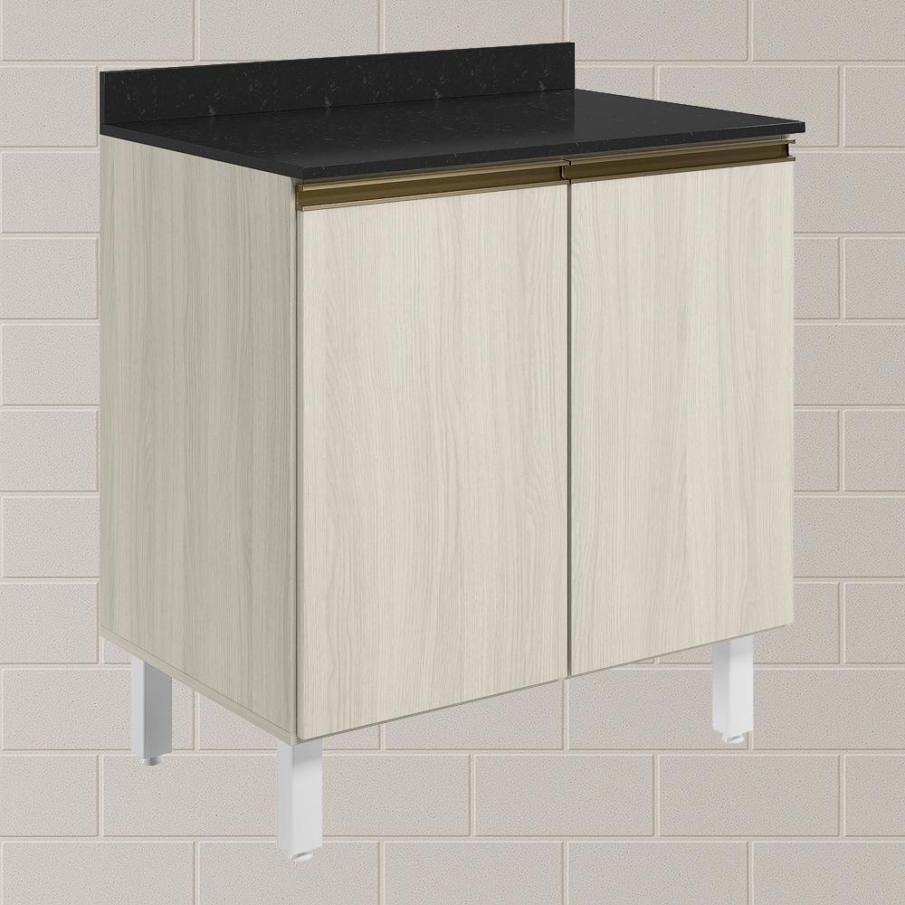 Balcao Com Tampo 2p 70 Cm Mdf Kali 12221 Bianco Toq Bianco Toq Nicioli Bianco Toq Bianco Toq - 2