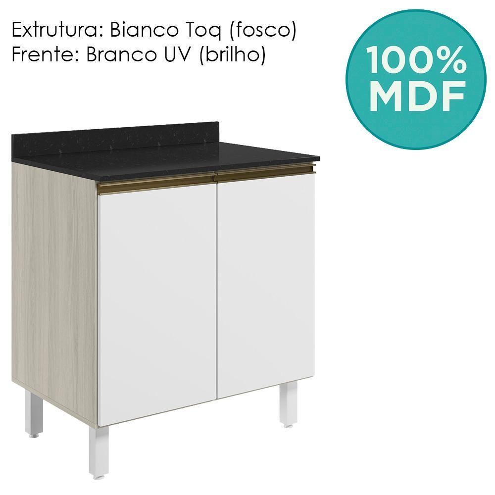 Balcao Com Tampo 2p 70 Cm Mdf Kali 12221 Bianco Toq Branco Uv Nicioli Bianco Toq Branco Uv - 4