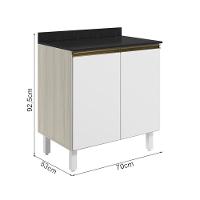 Balcao Com Tampo 2p 70 Cm Mdf Kali 12221 Bianco Toq Branco Uv Nicioli Bianco Toq Branco Uv - 3