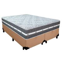 Cama Box Casal Bipartido Sintético + Colchão Anjos Black Graphite Molas Ensacadas 138x188x64cm Bege - 1