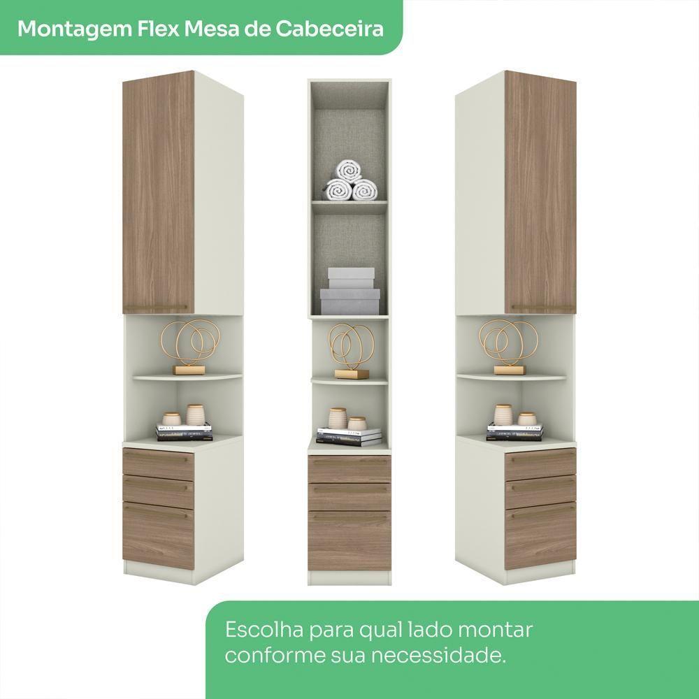 Mesa Cabeceira Modulado 1 Porta 241x40 Cm Seletto Areia Jequitiba Henn Areia Jequitiba - 4