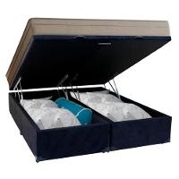 Cama Box Baú Casal Bipartido Suede + Colchão De Molas Ensacadas Portobel Ipanema - 138x188x66cm Preto - 7