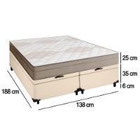 Cama Box Baú Casal Bipartido Sintético + Colchão De Molas Ensacadas Portobel Ipanema - 138x188x66cm Bege - 3
