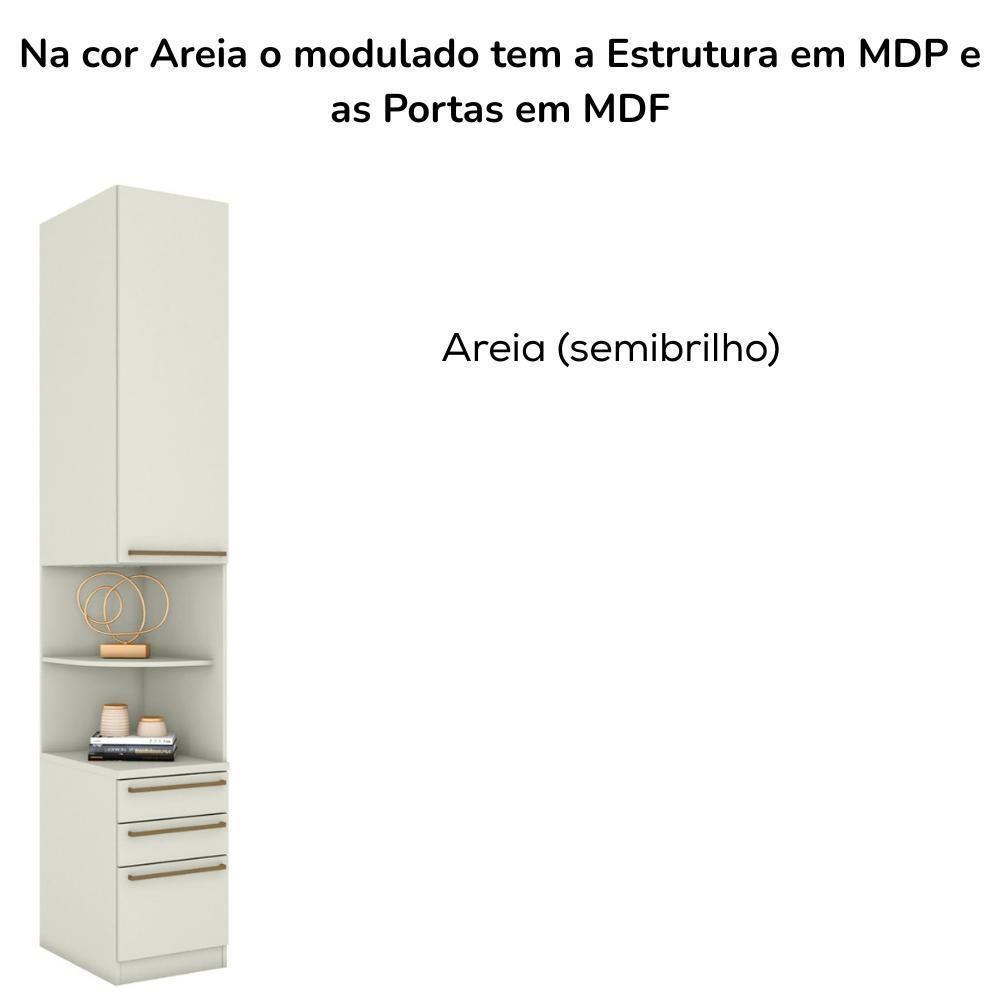 Mesa Cabeceira Modulado 1 Porta 241x40 Cm Seletto Areia Henn Areia - 2