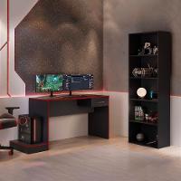 Mesa Gamer 1 Gaveta E Estante Livreiro Preto Vermelho Arly Preto Vermelho - 10