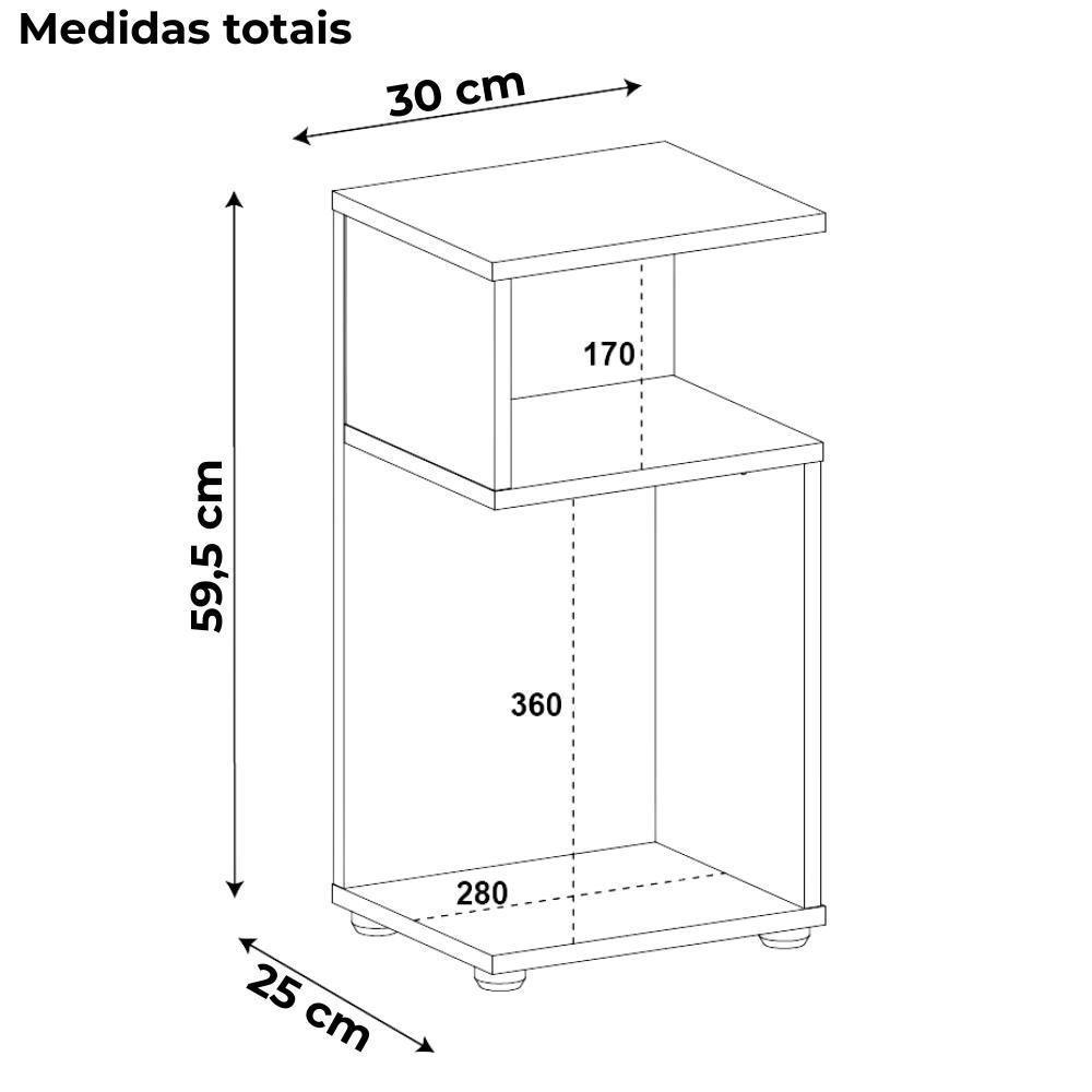 Mesa De Apoio Lateral Para Sala De Estar 59x30 Cm Pinho Arly Pinho - 3