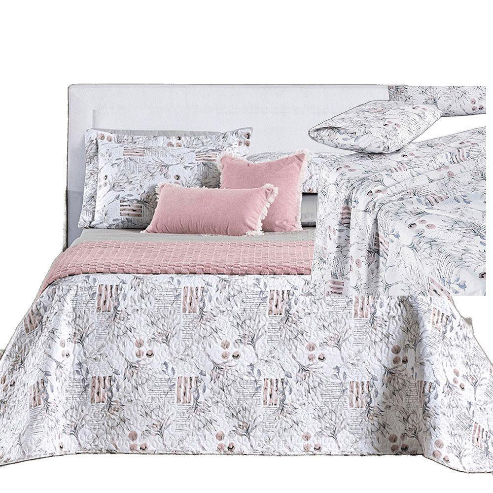 Kit Coordenado Cobre Leito E Lençol Sensuale Queen Protea 7 Peças - 80% Algodão, 20% Poliéster - 1