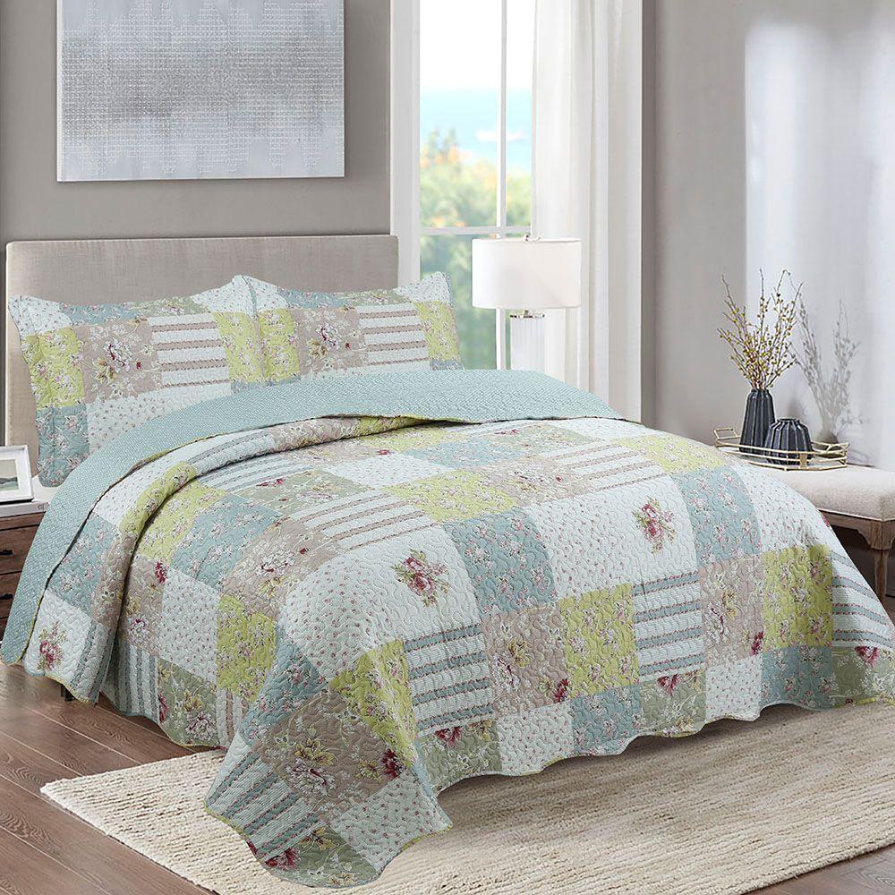 Kit Cobre Leito Colcha King Boutik Dupla Face - Maite - 100% Poliéster - 2