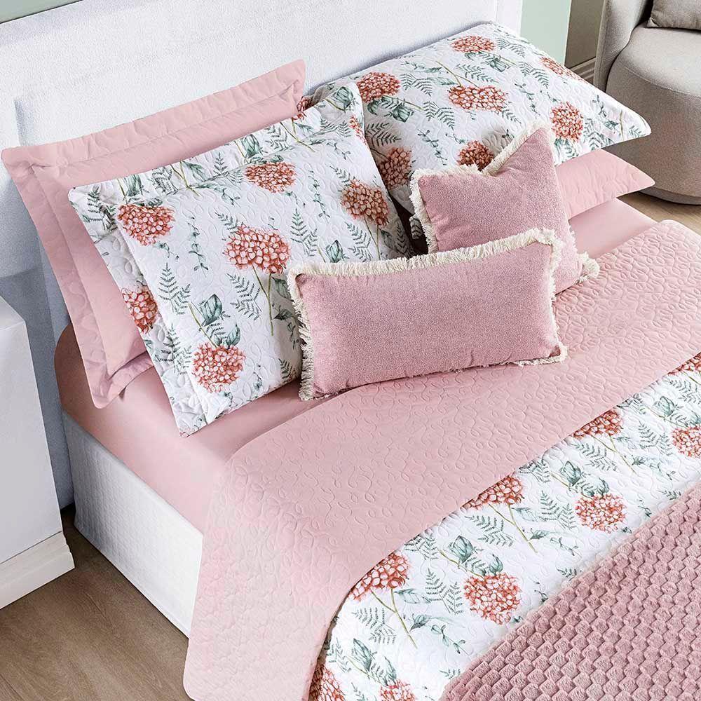 Kit Coordenado Cobre Leito E Lençol Sensuale Casal Hortência 7 Peças - 80% Algodão, 20% Poliéster - 3