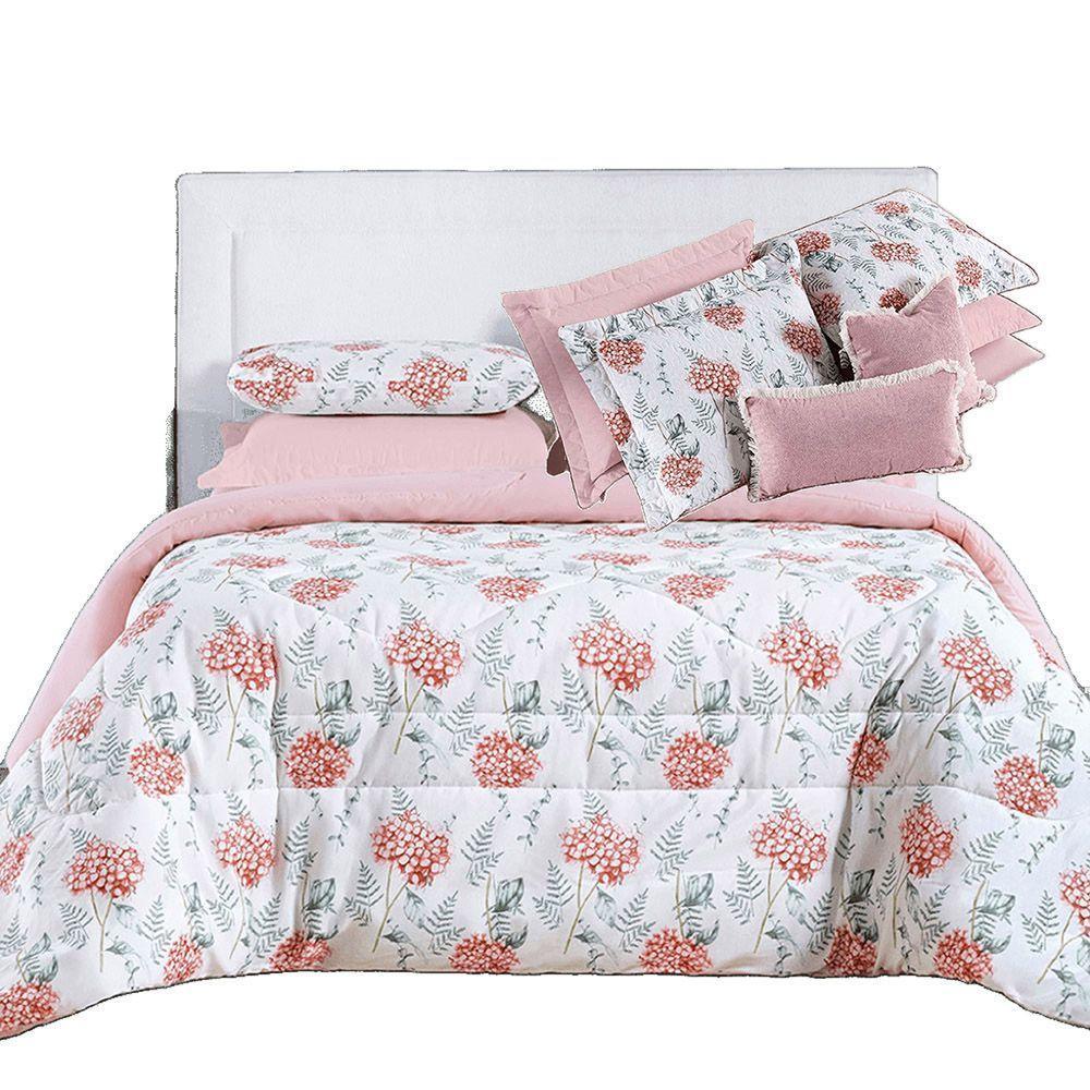 Kit Coordenado Edredom E Cobre Leito Sensuale Queen Hortência 4 Peças - 80% Algodão, 20% Poliéster - 1