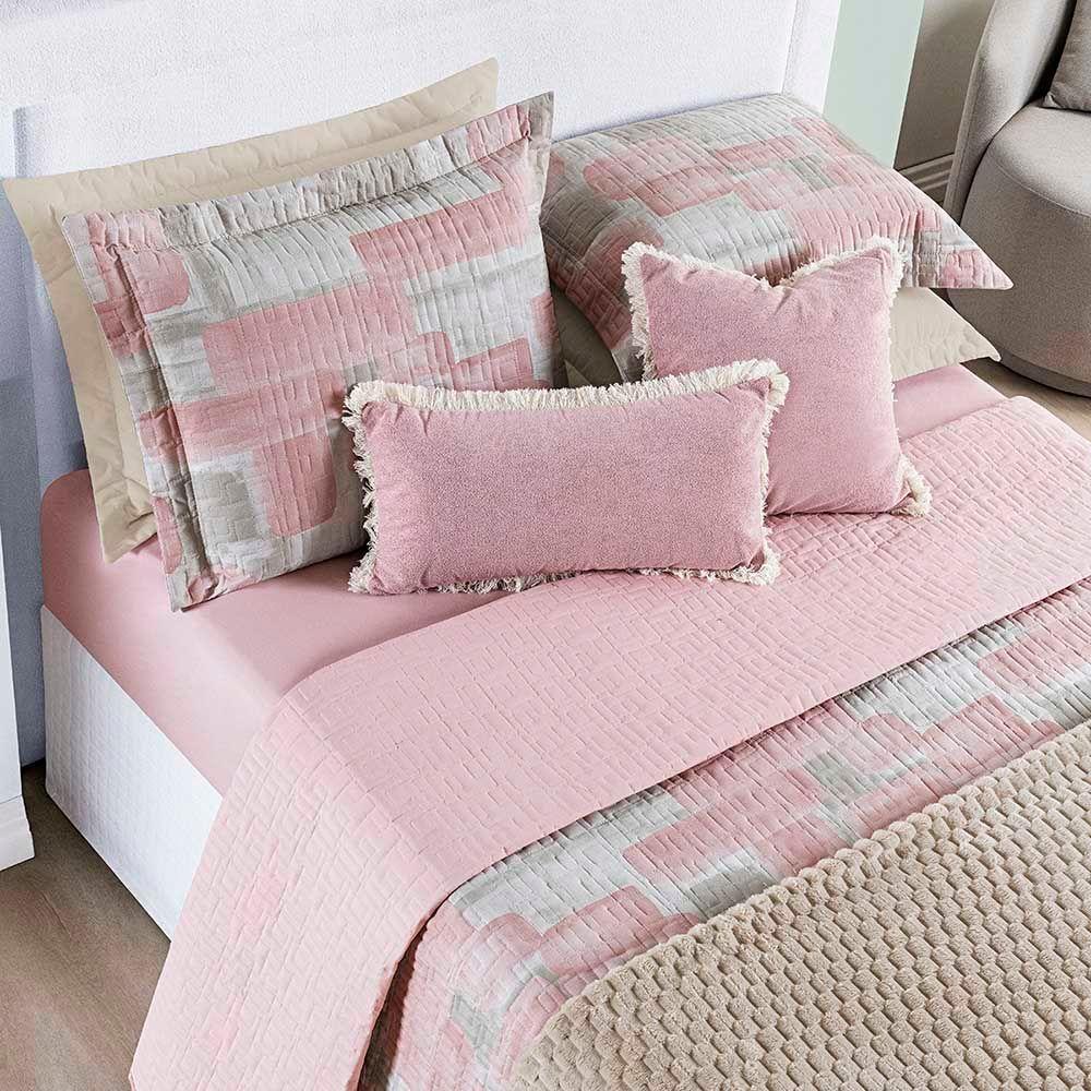 Kit Coordenado Cobre Leito E Lençol Sensuale Casal Quadri 7 Peças - 80% Algodão, 20% Poliéster - 3